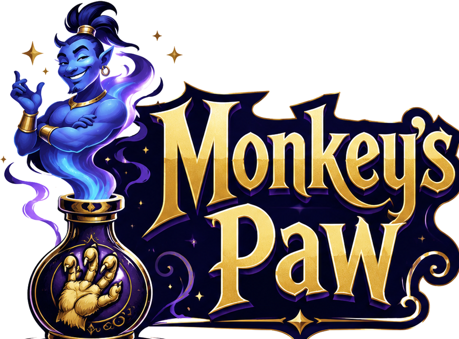 Monkey's Paw — genie rising from a bottle marked with the golden monkey's paw